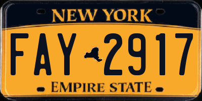 NY license plate FAY2917