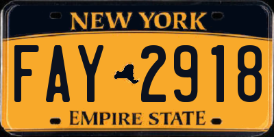 NY license plate FAY2918