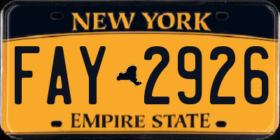NY license plate FAY2926