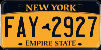 NY license plate FAY2927