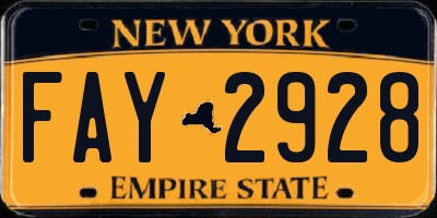 NY license plate FAY2928