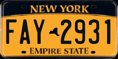 NY license plate FAY2931