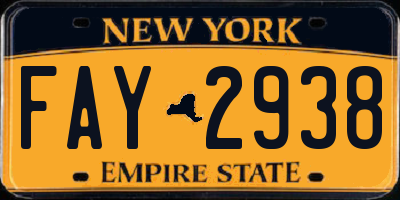 NY license plate FAY2938
