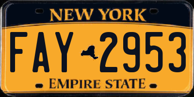 NY license plate FAY2953