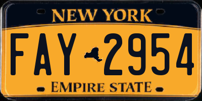 NY license plate FAY2954