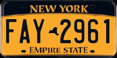 NY license plate FAY2961