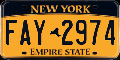 NY license plate FAY2974