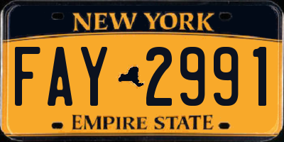 NY license plate FAY2991