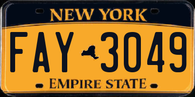 NY license plate FAY3049