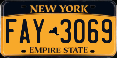 NY license plate FAY3069