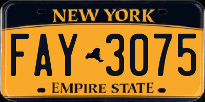 NY license plate FAY3075