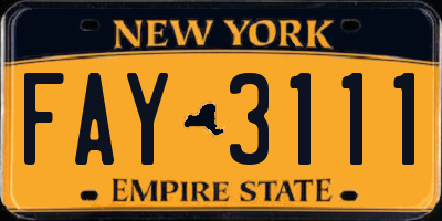 NY license plate FAY3111
