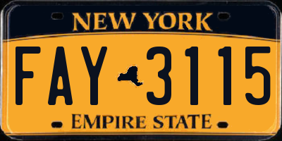 NY license plate FAY3115