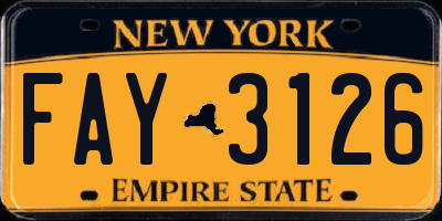 NY license plate FAY3126