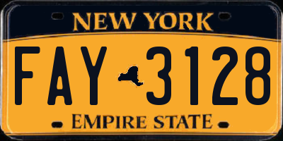 NY license plate FAY3128