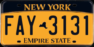 NY license plate FAY3131