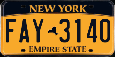 NY license plate FAY3140