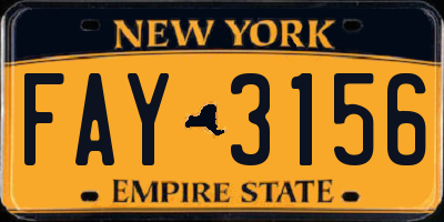 NY license plate FAY3156