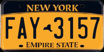 NY license plate FAY3157