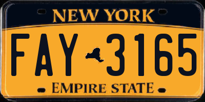 NY license plate FAY3165