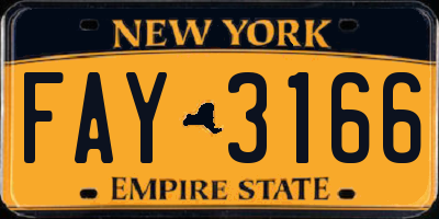 NY license plate FAY3166