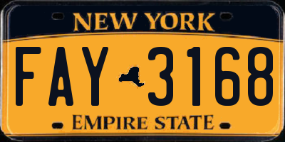 NY license plate FAY3168