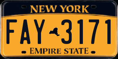NY license plate FAY3171
