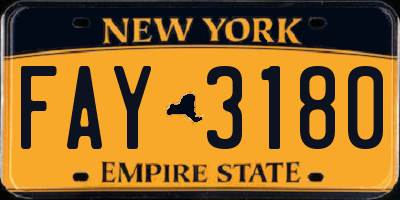 NY license plate FAY3180