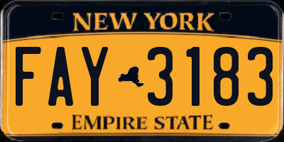 NY license plate FAY3183