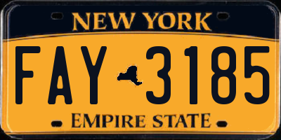 NY license plate FAY3185
