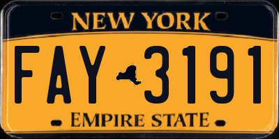 NY license plate FAY3191
