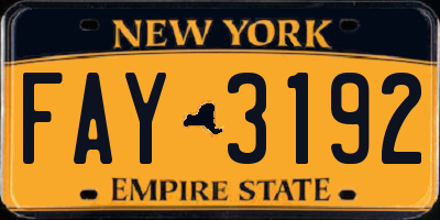 NY license plate FAY3192