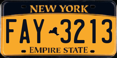 NY license plate FAY3213
