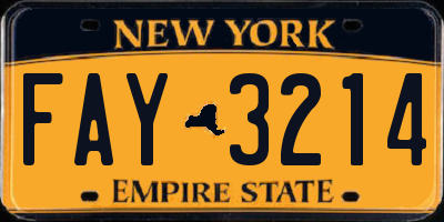 NY license plate FAY3214