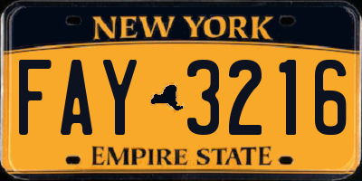 NY license plate FAY3216