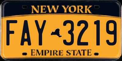 NY license plate FAY3219