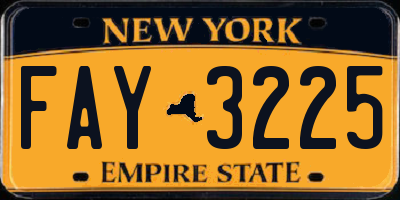 NY license plate FAY3225