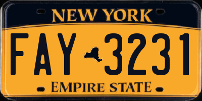 NY license plate FAY3231