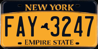 NY license plate FAY3247