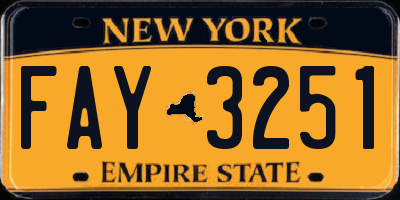NY license plate FAY3251