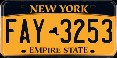 NY license plate FAY3253