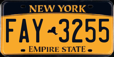 NY license plate FAY3255
