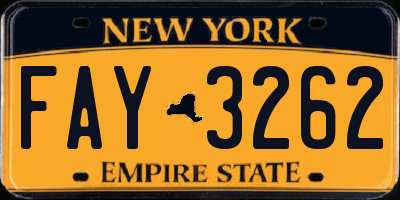 NY license plate FAY3262