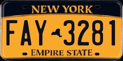 NY license plate FAY3281
