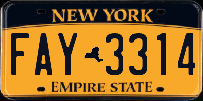 NY license plate FAY3314