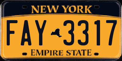 NY license plate FAY3317
