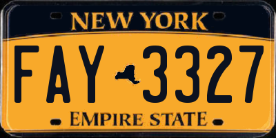 NY license plate FAY3327