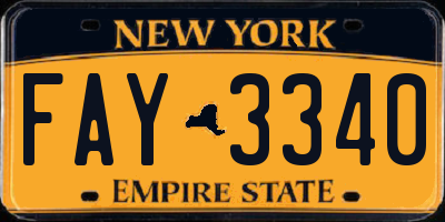NY license plate FAY3340