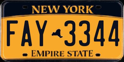 NY license plate FAY3344