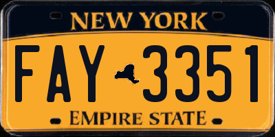 NY license plate FAY3351